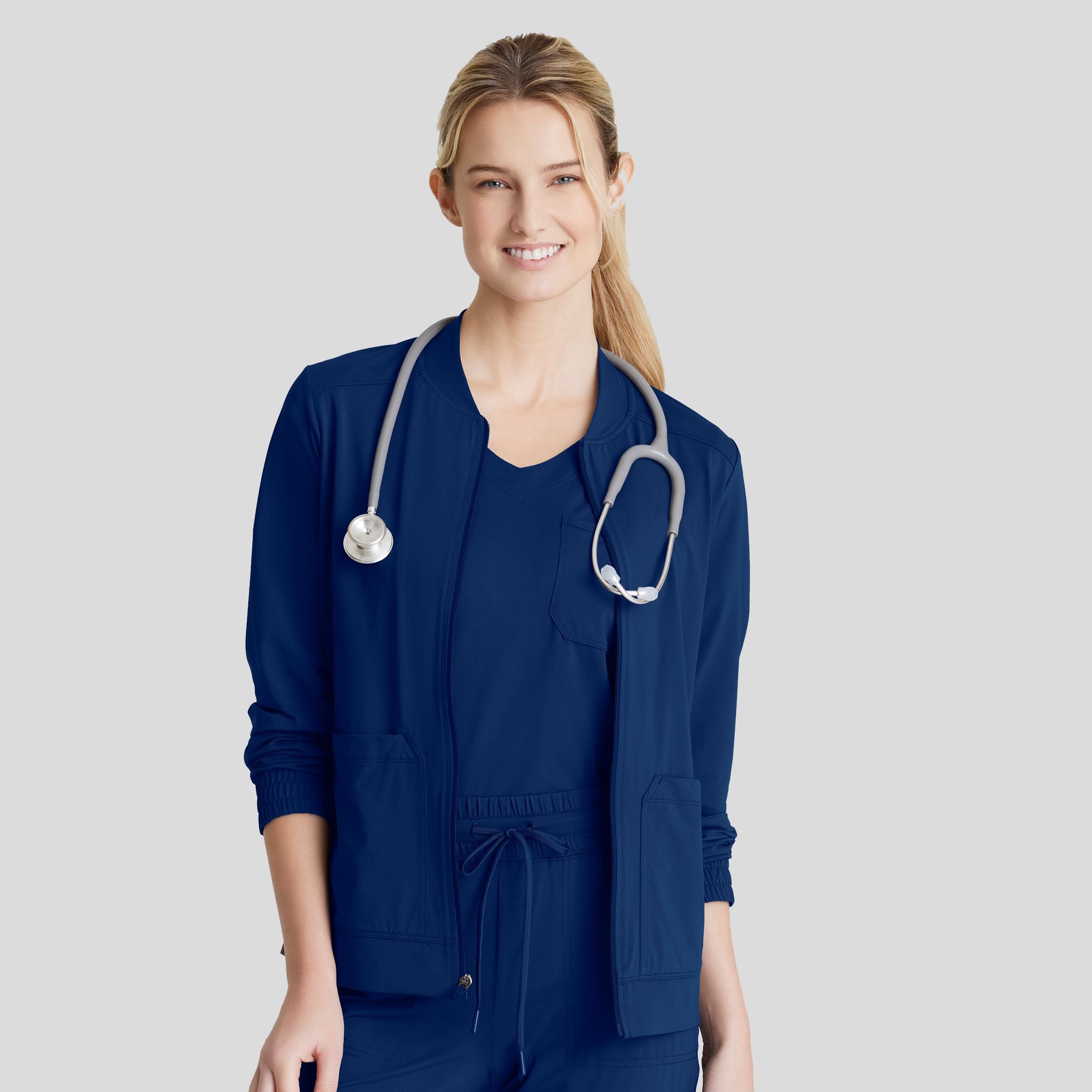 Contour 3-Pocket Front Zipper Warm Up | Navy